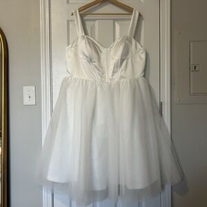 Cocomelody Sweetheart Tulle‎ Short-Mini Little White Dress